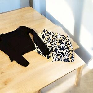 Black Long Sleeve Top and Floral Shorts Set Sm junior